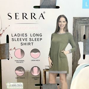 NWT Serra Soft Long Sleeve Sleep Shirt with Pockets Sz L